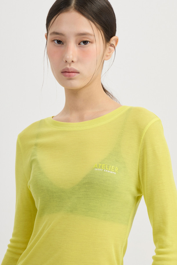 LUCKY CHOUETTE - 긴소매 티셔츠 - [Atelier] Mesh Slim Fit Long Sleeve T-shirt (yellow)