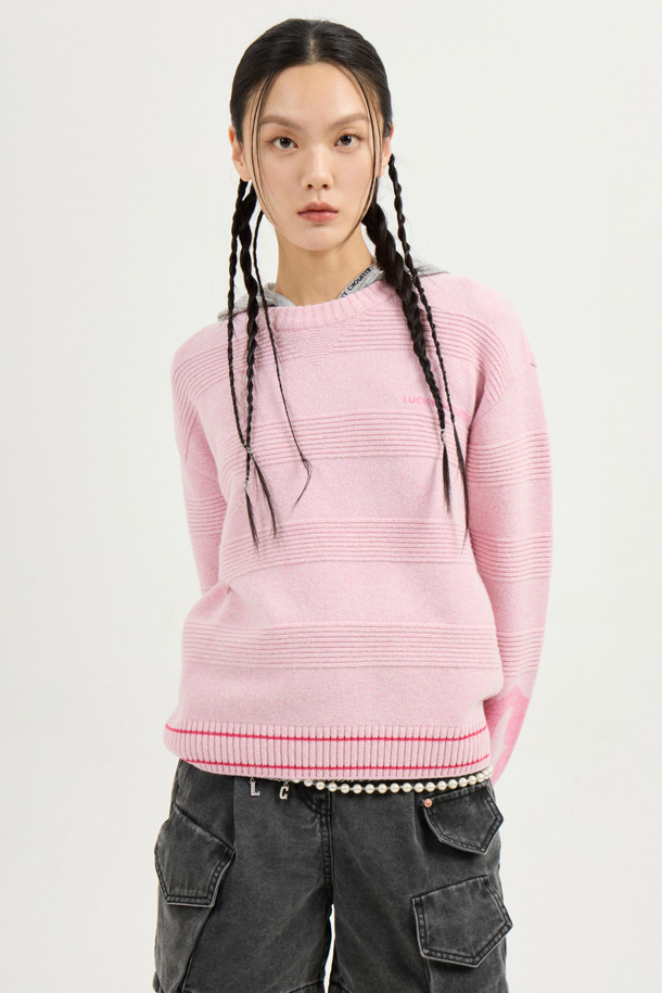 LUCKY CHOUETTE - 민소매티셔츠 - Embroidered Point Rib Hooded T-shirt (melange grey)