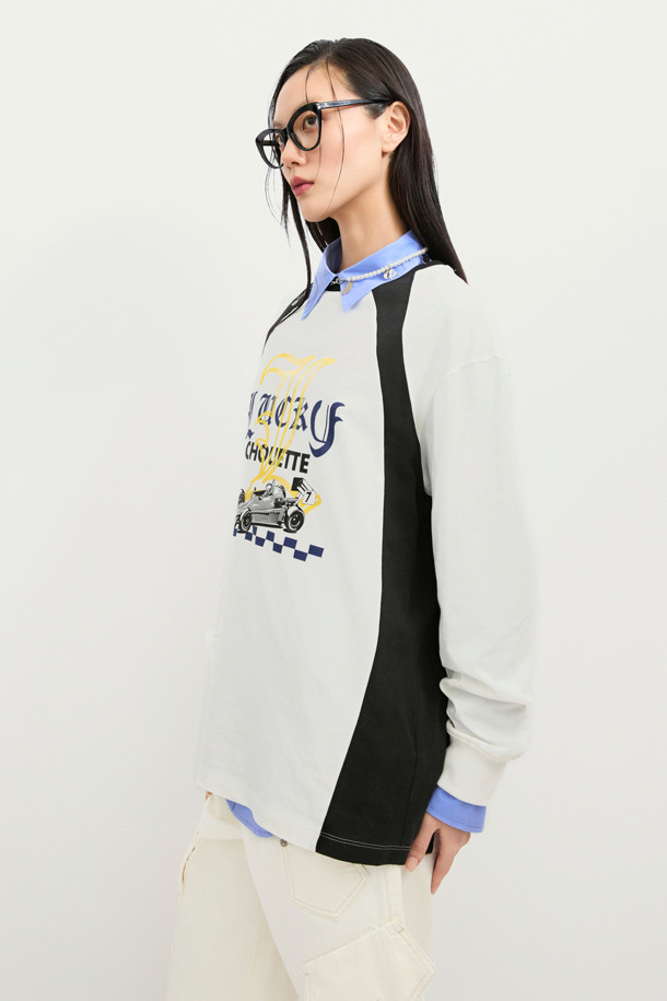 LUCKY CHOUETTE - 긴소매 티셔츠 - Coloring Point Long-sleeve T-shirt  (white)