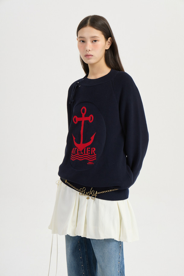 LUCKY CHOUETTE - 스웨터 - [Atelier] Big Anchor Point Pullover (dark navy)