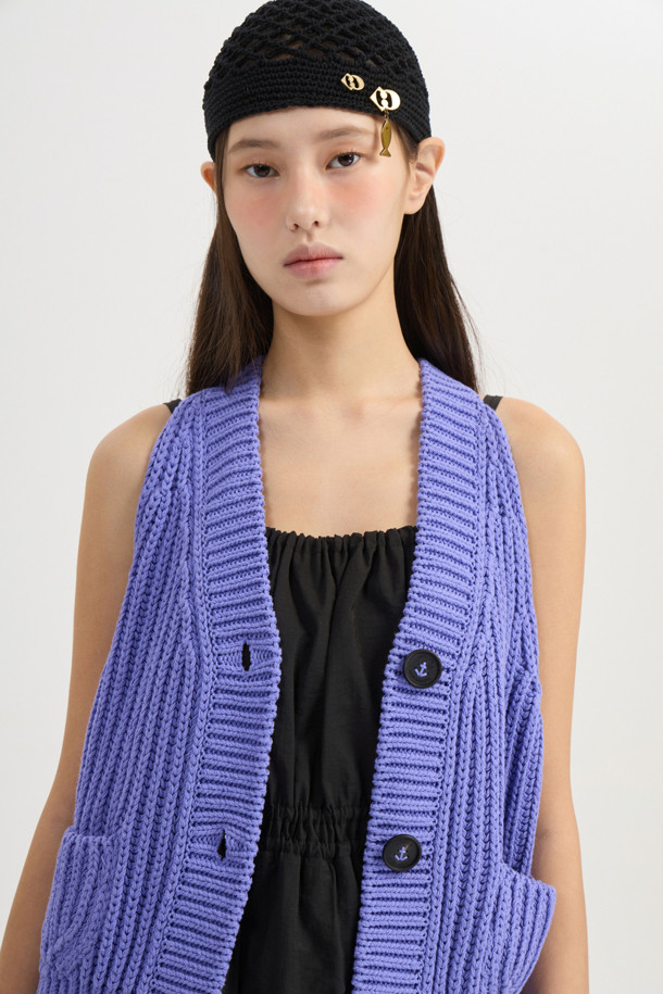 LUCKY CHOUETTE - 베스트 - [Atelier] 5GG Knit Vest (violet)