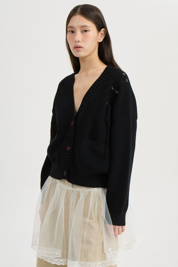 LUCKY CHOUETTE - 가디건 - [Atelier] Back Anchor Point Cardigan (black)