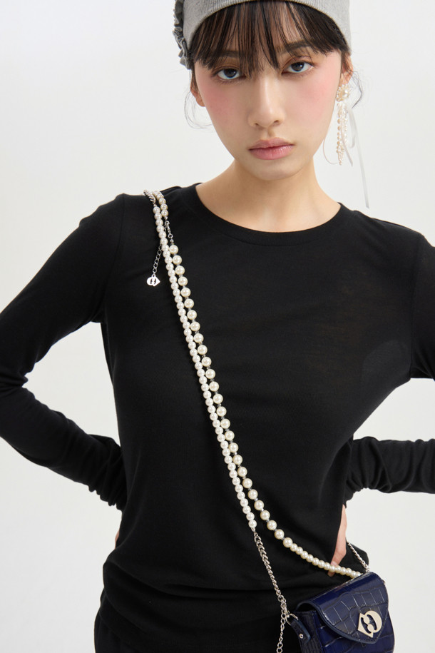 LUCKY CHOUETTE - 긴소매 티셔츠 - Chouetties by LUCKY CHOUETTE_Sheer Slim Fit Long Sleeve T-shirts (black)