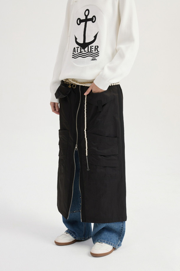 LUCKY CHOUETTE - 롱스커트 - [Atelier] Back Banding Long Skirt (black)