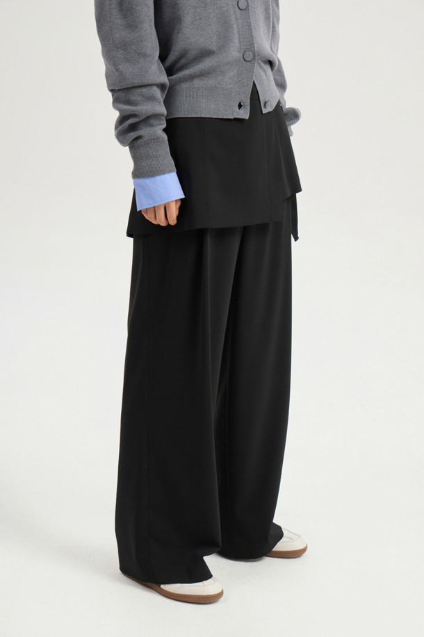 LUCKY CHOUETTE - 롱/미디팬츠 - Detachable Wrap Detail Pants (black)