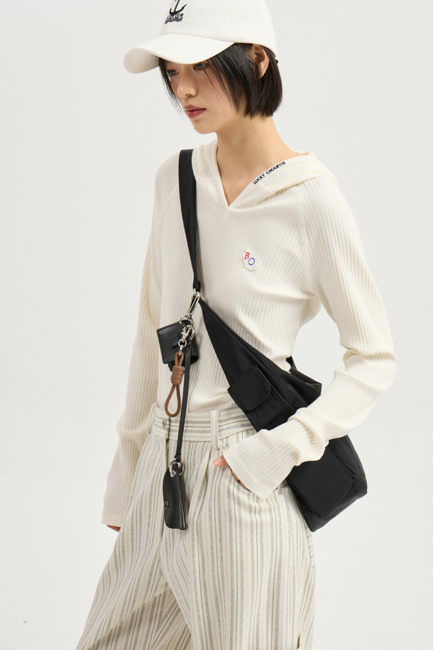 LUCKY CHOUETTE - 롱/미디팬츠 - Pocket Point Stripe Pants (ivory)