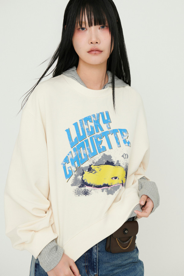 LUCKY CHOUETTE - 스웻셔츠 - Chouette Point Sweat T-shirt (ivory)