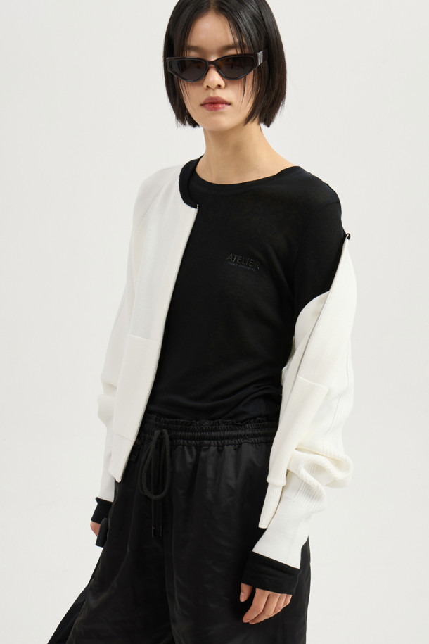 LUCKY CHOUETTE - 긴소매 티셔츠 - [Atelier] Mesh Slim Fit Long Sleeve T-shirt (black)