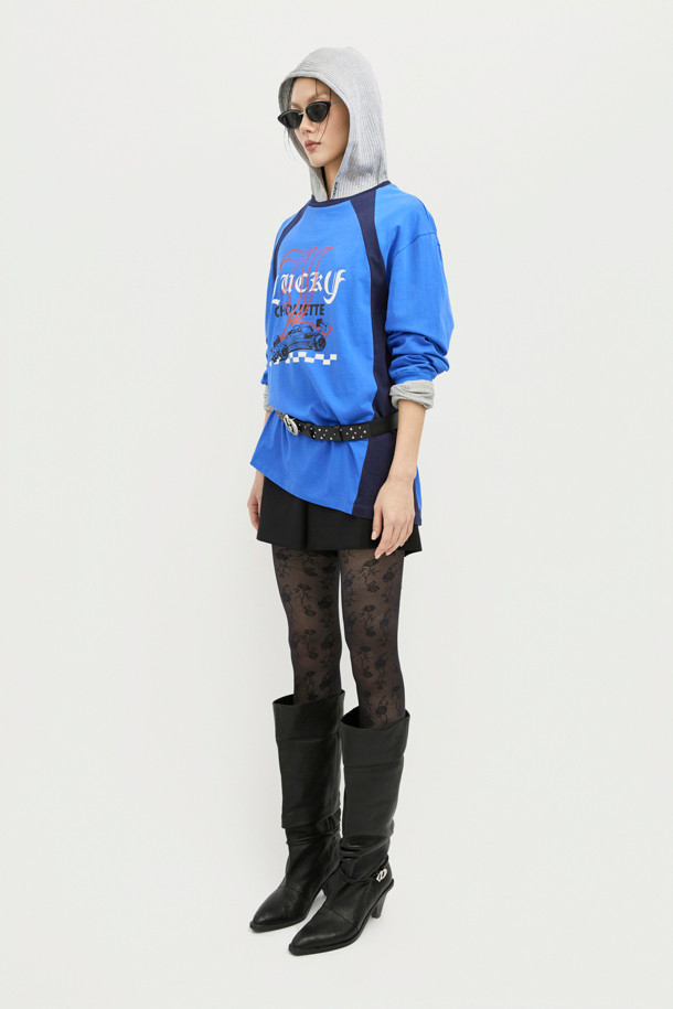 LUCKY CHOUETTE - 긴소매 티셔츠 - Coloring Point Long-sleeve T-shirt (blue)