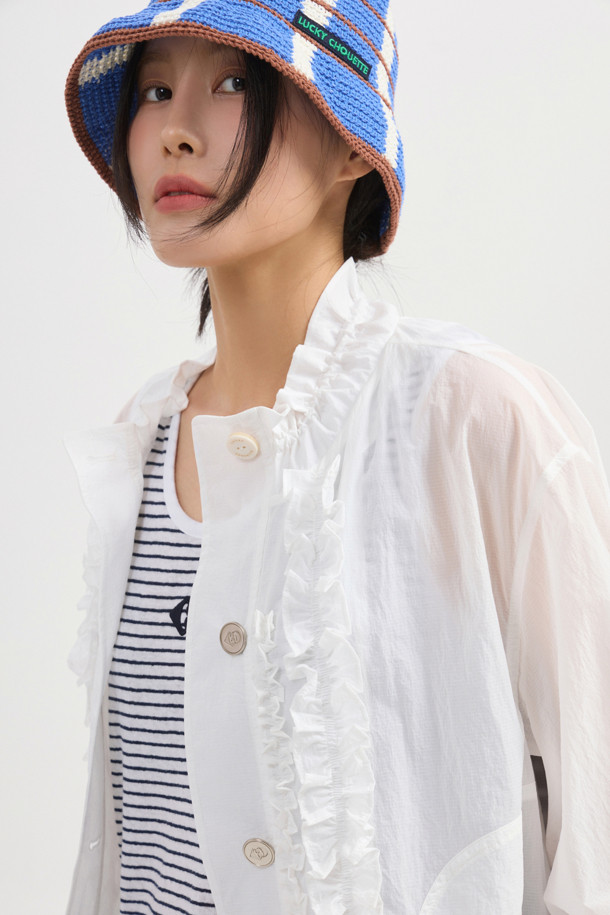 LUCKY CHOUETTE - 점퍼 - [Re-Order] Button Up Frill Jumper (white)