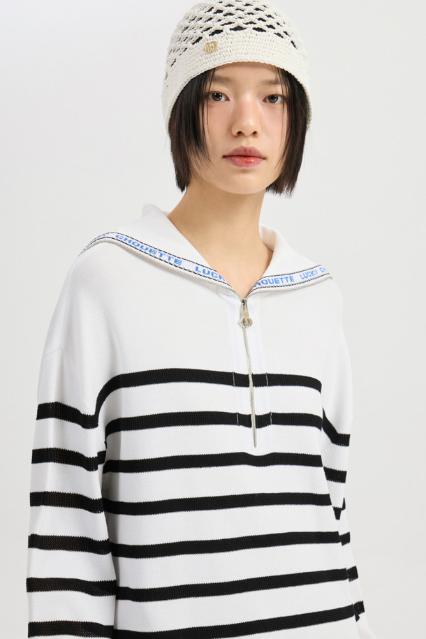 LUCKY CHOUETTE - 스웨터 - Sailor Zip up Pullover (ivory)