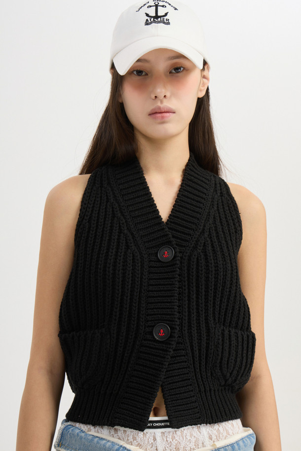 LUCKY CHOUETTE - 베스트 - [Atelier] 5GG Knit Vest (black)