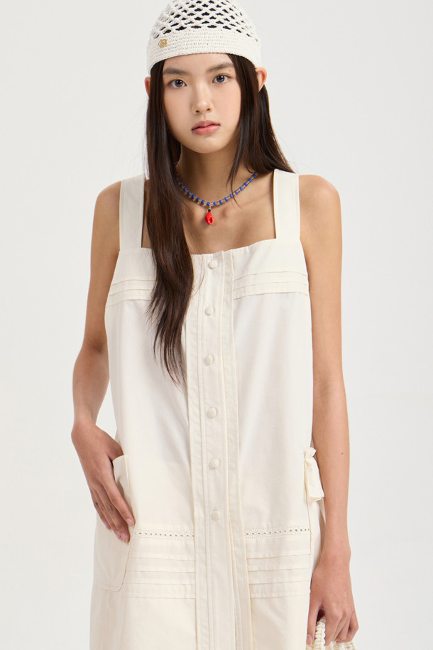 LUCKY CHOUETTE - 블라우스 - Sleeveless Pin Tuck Blouse (ivory)