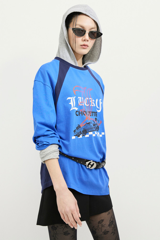 LUCKY CHOUETTE - 긴소매 티셔츠 - Coloring Point Long-sleeve T-shirt (blue)