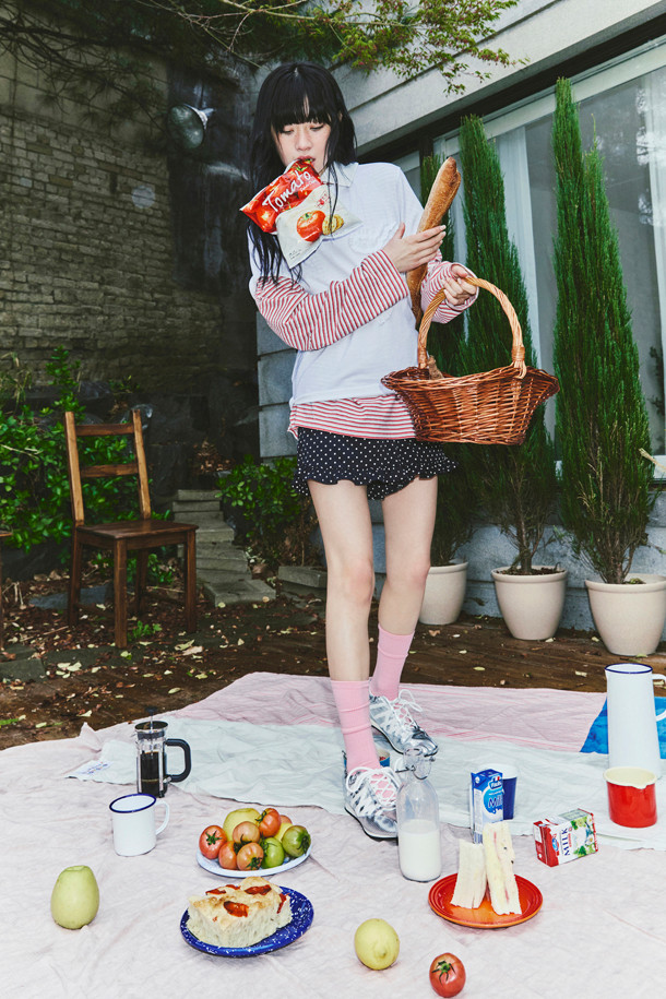 LUCKY CHOUETTE - 반소매 티셔츠 - Chouetties by LUCKY CHOUETTE_Ribbon Point Half Sleeve T-shirt (white)