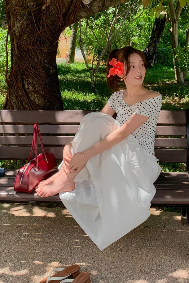 LUCKY CHOUETTE - 롱스커트 - Chouetties by LUCKY CHOUETTE_Waist String Long Skirt (white)
