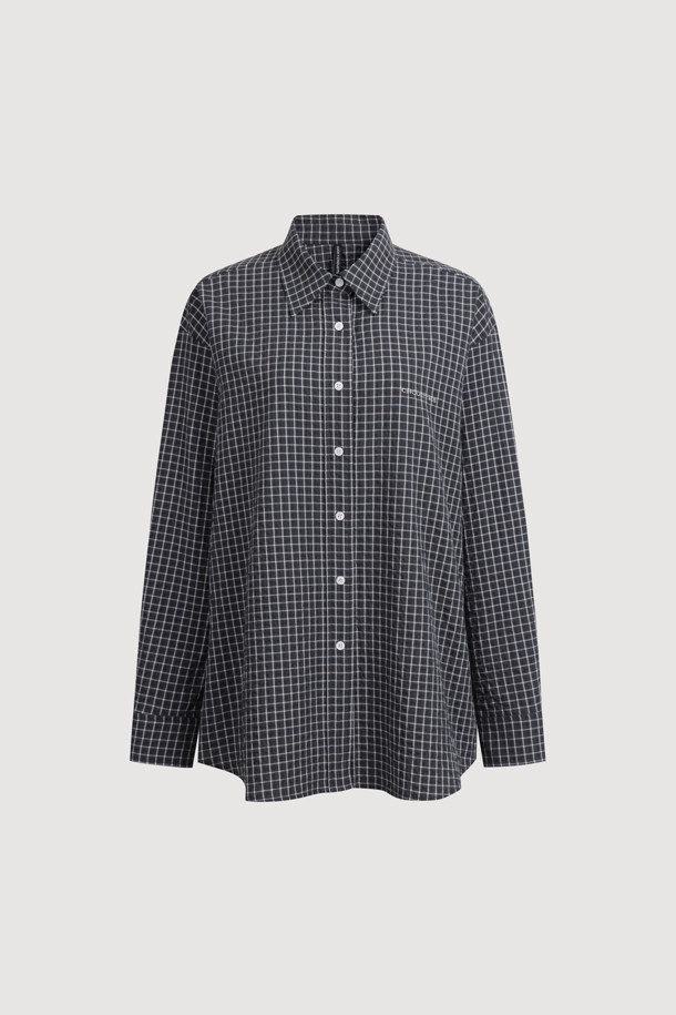LUCKY CHOUETTE - 블라우스 - Chouetties by LUCKY CHOUETTE_Check Over Fit Blouse (black)
