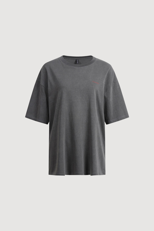 LUCKY CHOUETTE - 반소매 티셔츠 - Chouetties by LUCKY CHOUETTE_Back Print Loose Fit Short T-shirt (dark grey)