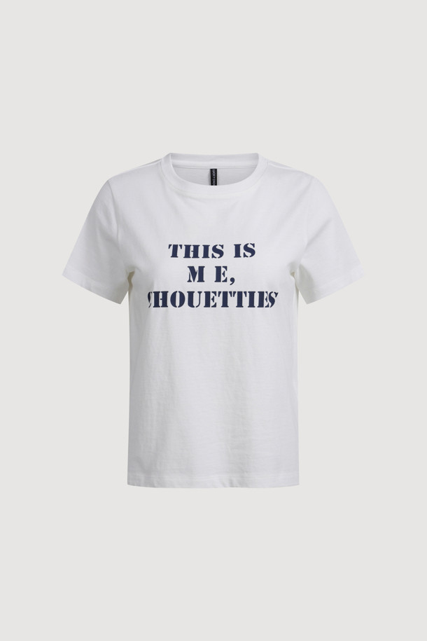 LUCKY CHOUETTE - 반소매 티셔츠 - Chouetties by LUCKY CHOUETTE_Lettering Slim Fit Half Sleeve T-shirt (white)