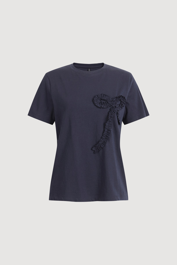 LUCKY CHOUETTE - 반소매 티셔츠 - Chouetties by LUCKY CHOUETTE_Ribbon Point Half Sleeve T-shirt (navy)