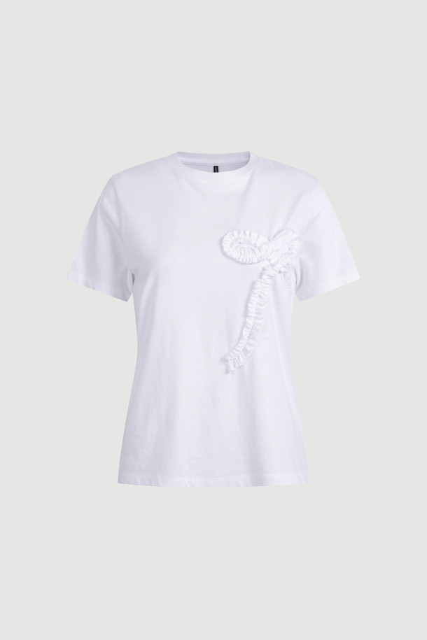LUCKY CHOUETTE - 반소매 티셔츠 - Chouetties by LUCKY CHOUETTE_Ribbon Point Half Sleeve T-shirt (white)