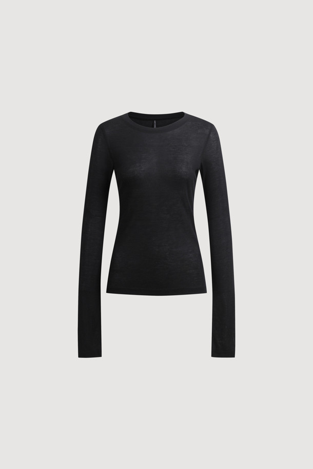 LUCKY CHOUETTE - 긴소매 티셔츠 - Chouetties by LUCKY CHOUETTE_Sheer Slim Fit Long Sleeve T-shirts (black)