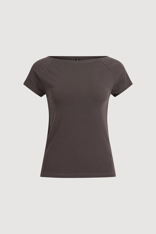LUCKY CHOUETTE - 반소매 티셔츠 - Chouetties by LUCKY CHOUETTE_Boat Neck Half Sleeve T-shirt (grey)