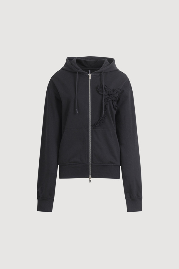LUCKY CHOUETTE - 점퍼 - Chouetties by LUCKY CHOUETTE_Ribbon Point Hood Jumper (black)
