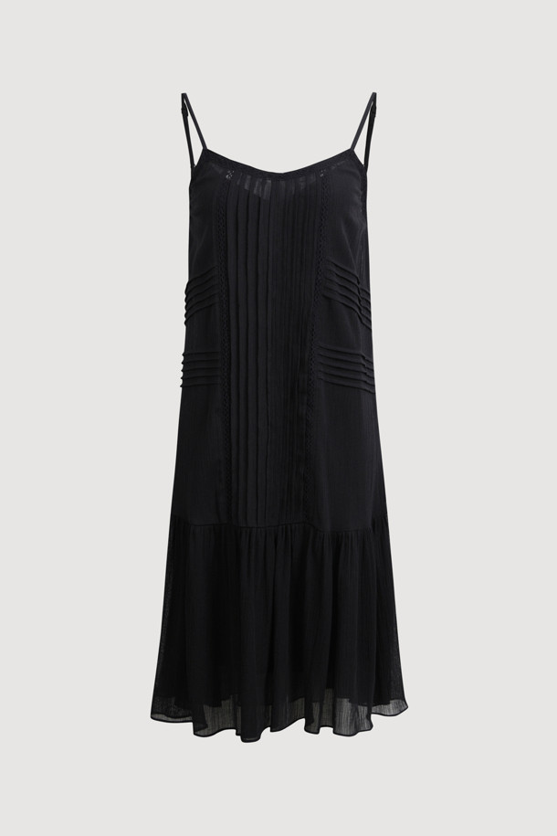 LUCKY CHOUETTE - 민소매 원피스 - Tuck Slip Dress (black)