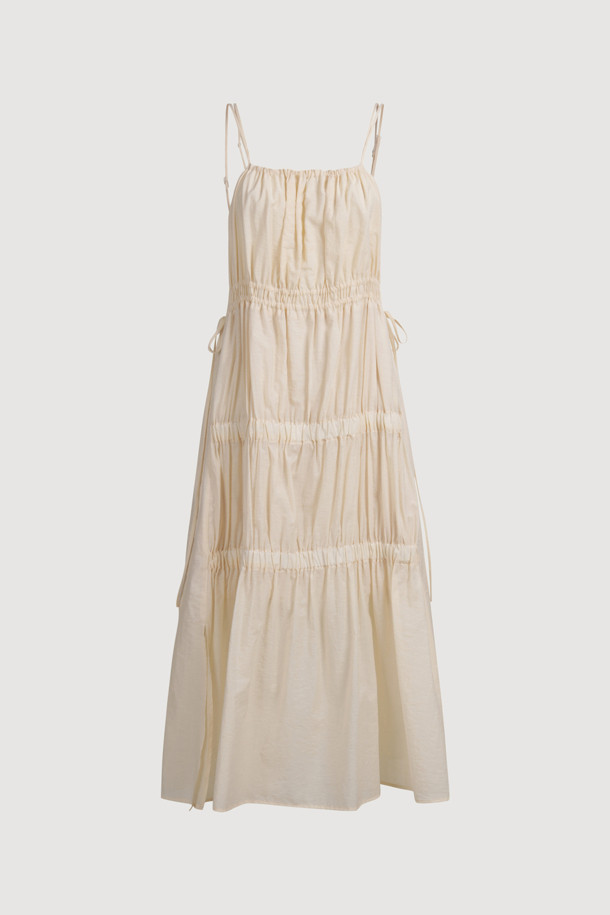 LUCKY CHOUETTE - 민소매 원피스 - [Atelier] Shirring Sleeveless Dress (light beige)