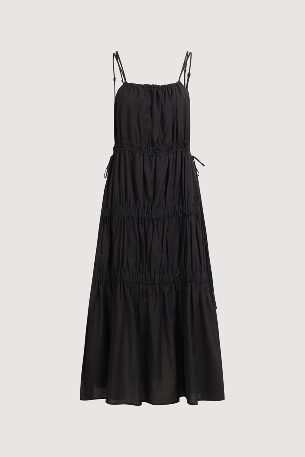 LUCKY CHOUETTE - 민소매 원피스 - [Atelier] Shirring Sleeveless Dress (black)