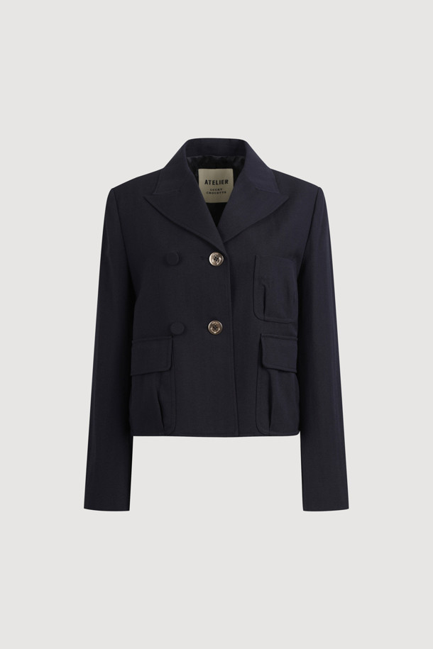 LUCKY CHOUETTE - 자켓 - [Atelier] Wool Cotton Crop Jacket (dark navy)