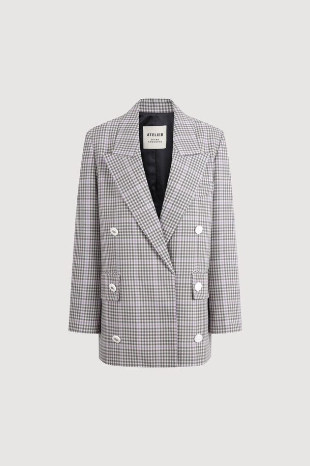 LUCKY CHOUETTE - 자켓 - [Atelier] Pocket Button Double Check Jacket  (beige)