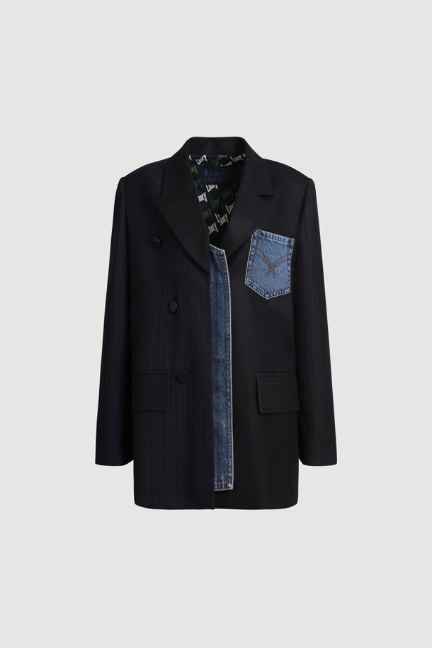 LUCKY CHOUETTE - 자켓 - Denim Patch Stripe Color Jacket (black)