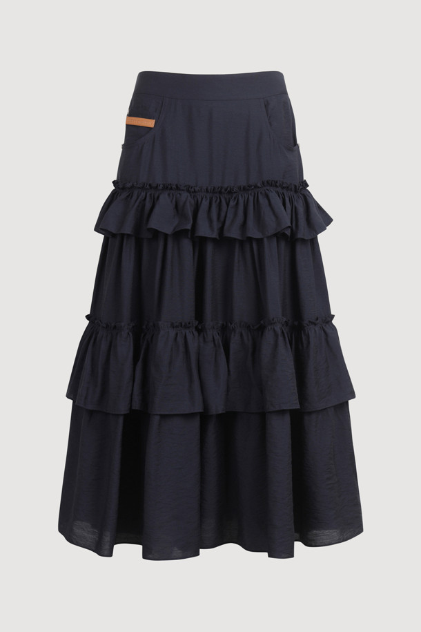LUCKY CHOUETTE - 롱스커트 - Shirring Stripe Back Banding Long Skirt
