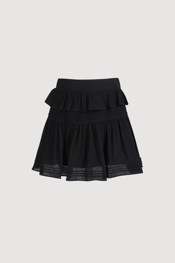 LUCKY CHOUETTE - 미니스커트 - [Re-Order] Pin Tuck Point Mini Skirt (dark black)
