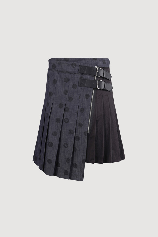 LUCKY CHOUETTE - 미디스커트 - [Atelier] Denim Like Dot Midi Skirt (dark navy)