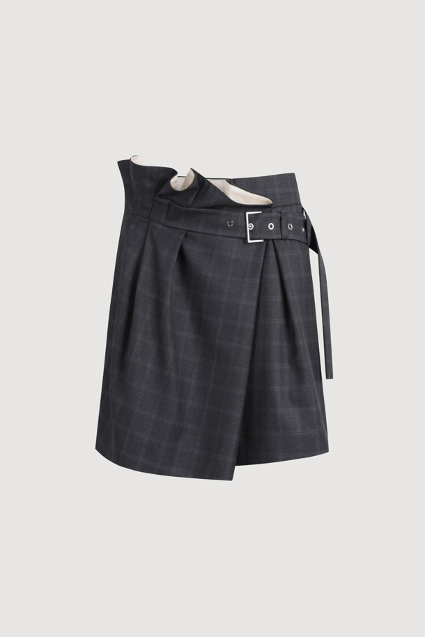 LUCKY CHOUETTE - 미니스커트 - [Atelier] Obi Point Check Mini Skirt (grey)