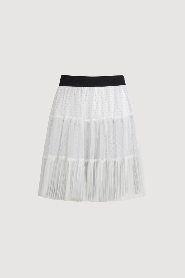 LUCKY CHOUETTE - 미디스커트 - [Holiday Edition] Shirring Point Banding Midi Skirt (Ivory)