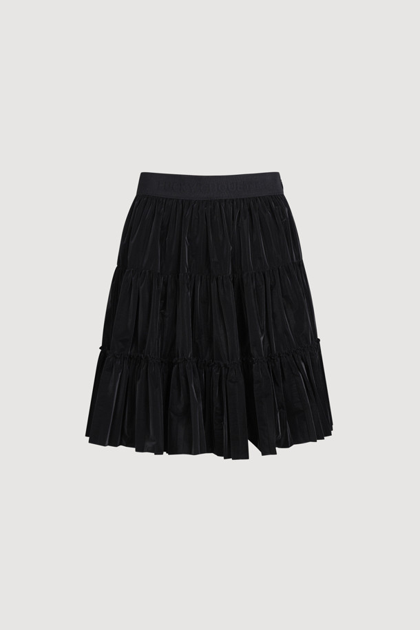 LUCKY CHOUETTE - 미디스커트 - [Holiday Edition] Pleated Point Banding Midi Skirt (dark black)