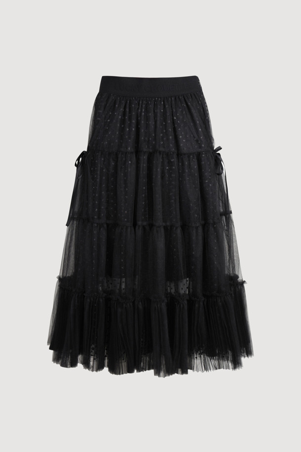 LUCKY CHOUETTE - 롱스커트 - [Holiday Edition] Mesh Long Banding Skirt (black)