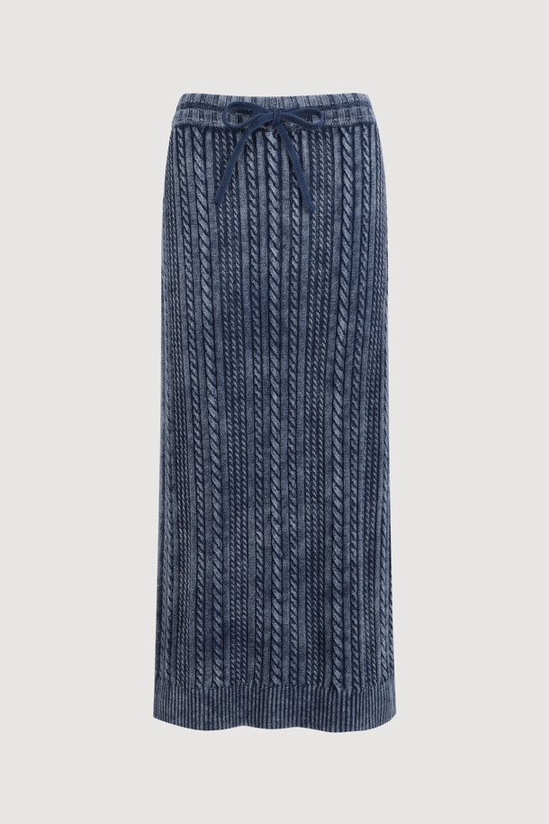 LUCKY CHOUETTE - 롱스커트 - Washed Cable Knit Skirt (grey)