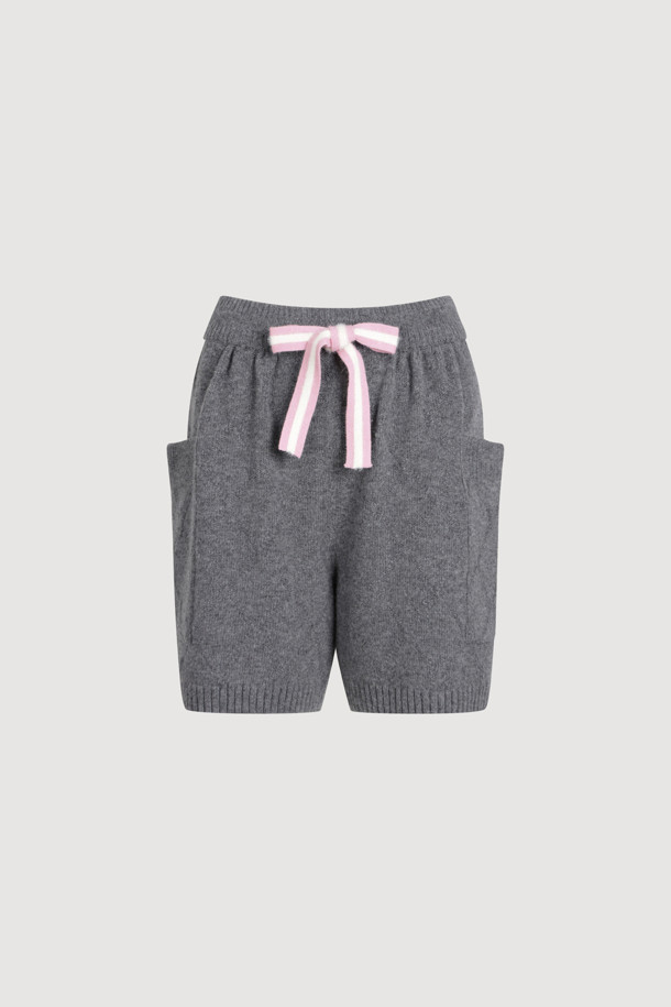 LUCKY CHOUETTE - 쇼트팬츠 - [Holiday Edition] Coloring String Knit Shorts (melange grey)