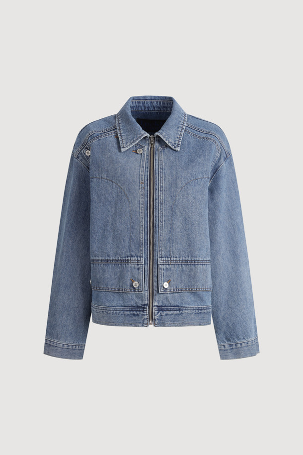 LUCKY CHOUETTE - 자켓 - Front Detail Denim Collar Jacket (blue)