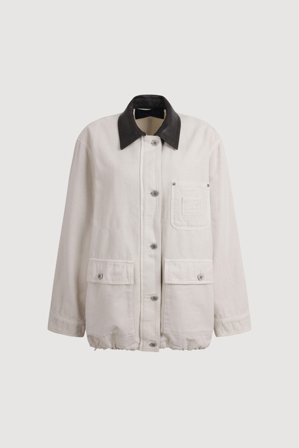 LUCKY CHOUETTE - 점퍼 - Fake Leather Collar Denim Jumper (ivory)