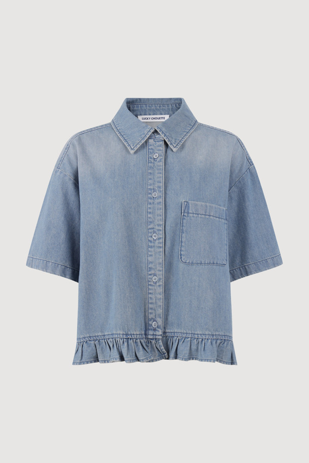 LUCKY CHOUETTE - 블라우스 - [Re-Order] Denim Shirt Blouse (blue)