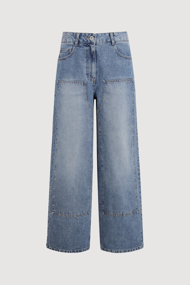 LUCKY CHOUETTE - 롱/미디팬츠 - [Atelier] Studded Denim Pants (blue)