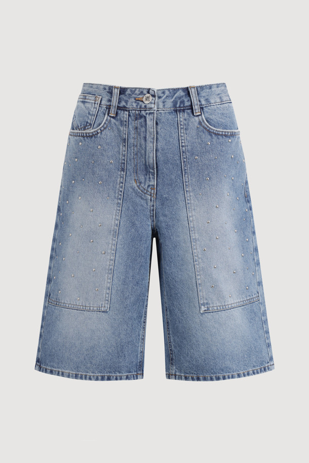 LUCKY CHOUETTE - 데님 - [Atelier] Studded Denim Shorts (blue)