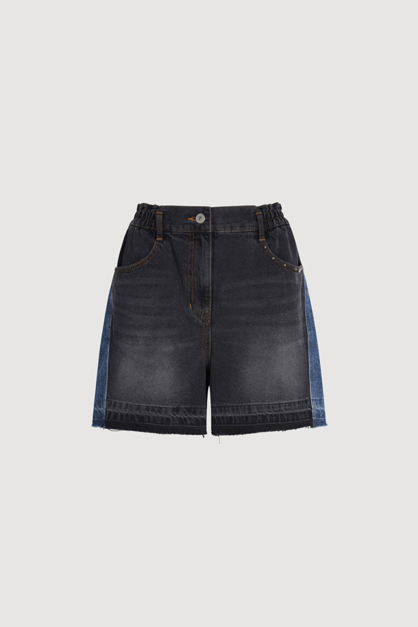 LUCKY CHOUETTE - 쇼트팬츠 - [Holiday Edition] Studded Denim Shorts (dark grey)