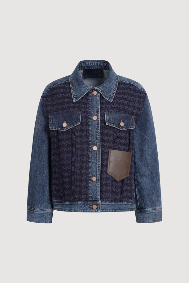 LUCKY CHOUETTE - 자켓 - Tweed MIX Denim Jacket (blue)